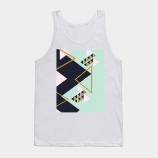 Modern Vibes- Blue, Gold and Pink Geometric Tank Top